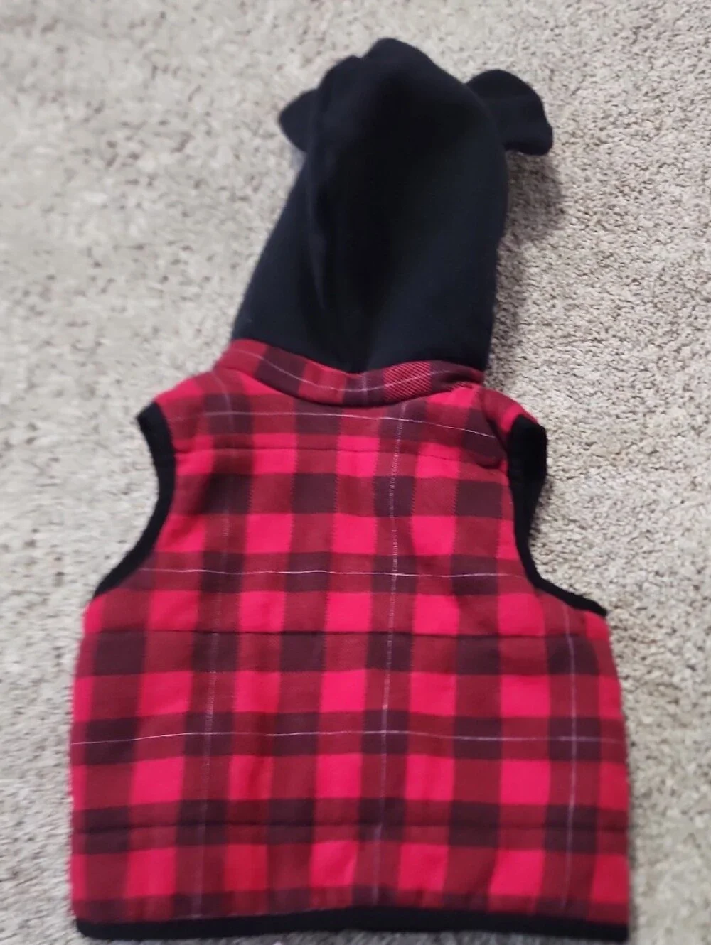 12 Month Mickey Mouse Red Buffalo Plaid Hooded Vest